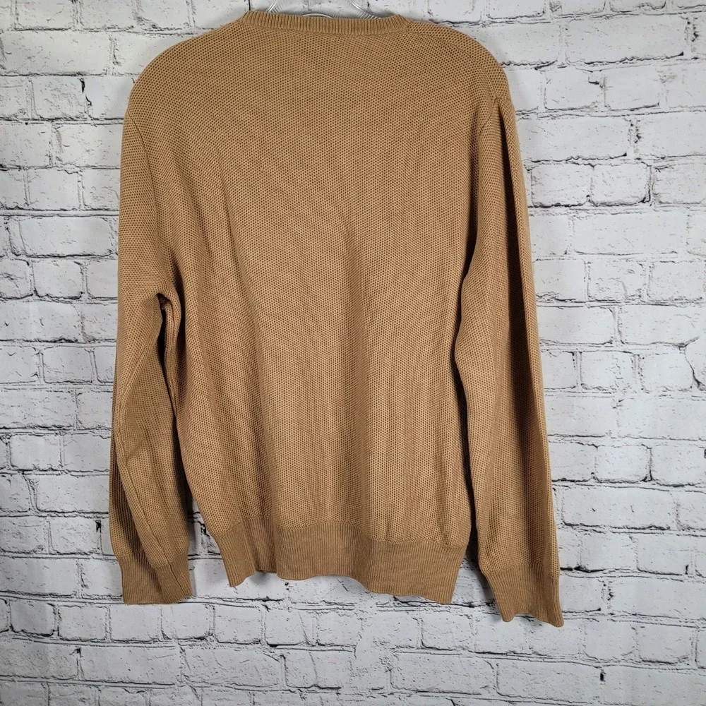 J. Crew Sweater Mens Medium Brown Excellent Cotton Silk Textured Knit Crewneck